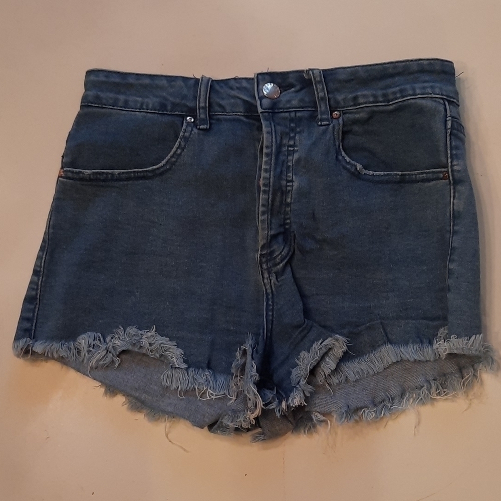 Forever 21 button fly jean denim shorts waist 25
